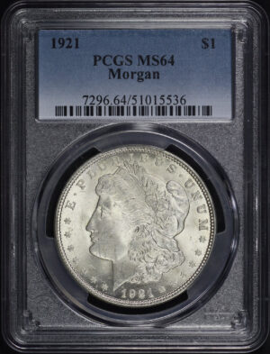 Obverse of this 1921 Morgan Dollar PCGS MS-64