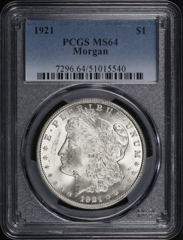Obverse of this 1921 Morgan Dollar PCGS MS-64