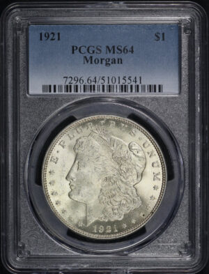 Obverse of this 1921 Morgan Dollar PCGS MS-64