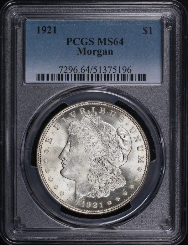 Obverse of this 1921 Morgan Dollar PCGS MS-64