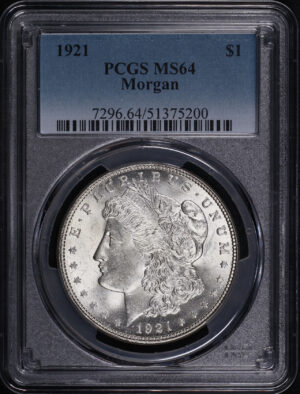 Obverse of this 1921 Morgan Dollar PCGS MS-64