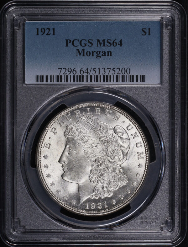 Obverse of this 1921 Morgan Dollar PCGS MS-64