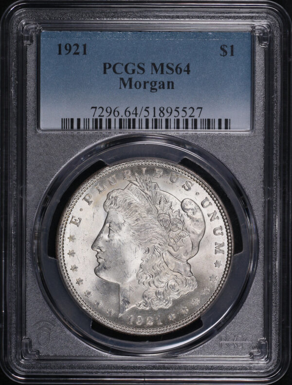 Obverse of this 1921 Morgan Dollar PCGS MS-64