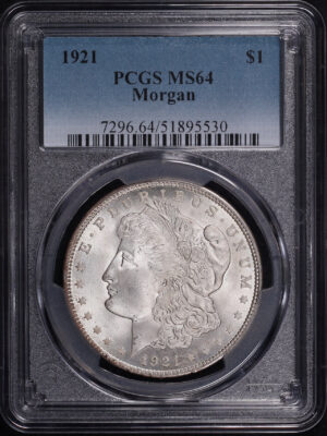 Obverse of this 1921 Morgan Dollar PCGS MS-64