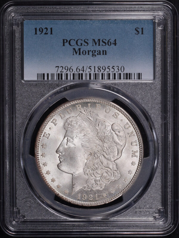 Obverse of this 1921 Morgan Dollar PCGS MS-64