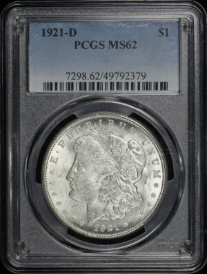 Obverse of this 1921-D Morgan Dollar PCGS MS-62