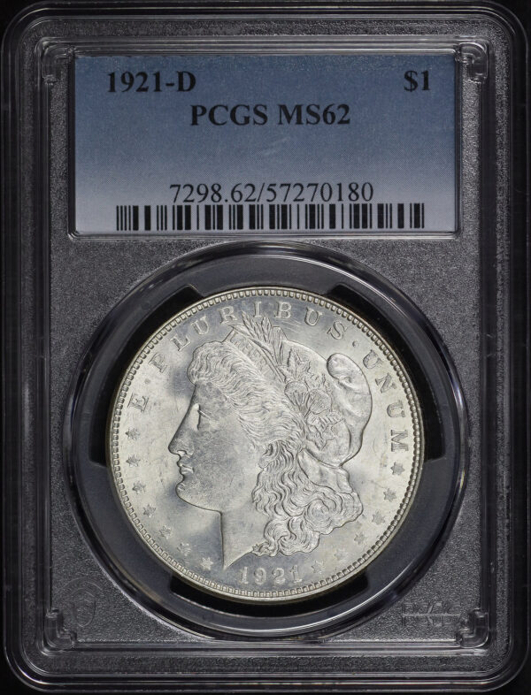 Obverse of this 1921-D Morgan Dollar PCGS MS-62
