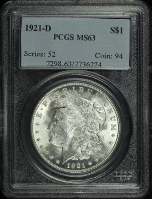 Obverse of this 1921-D Morgan Dollar PCGS MS-63
