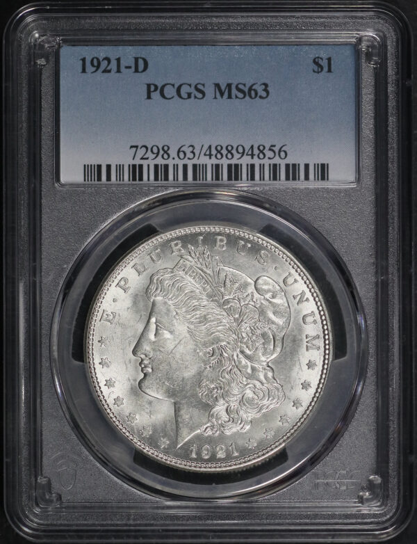 Obverse of this 1921-D Morgan Dollar PCGS MS-63