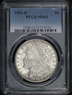 Obverse of this 1921-D Morgan Dollar PCGS MS-63