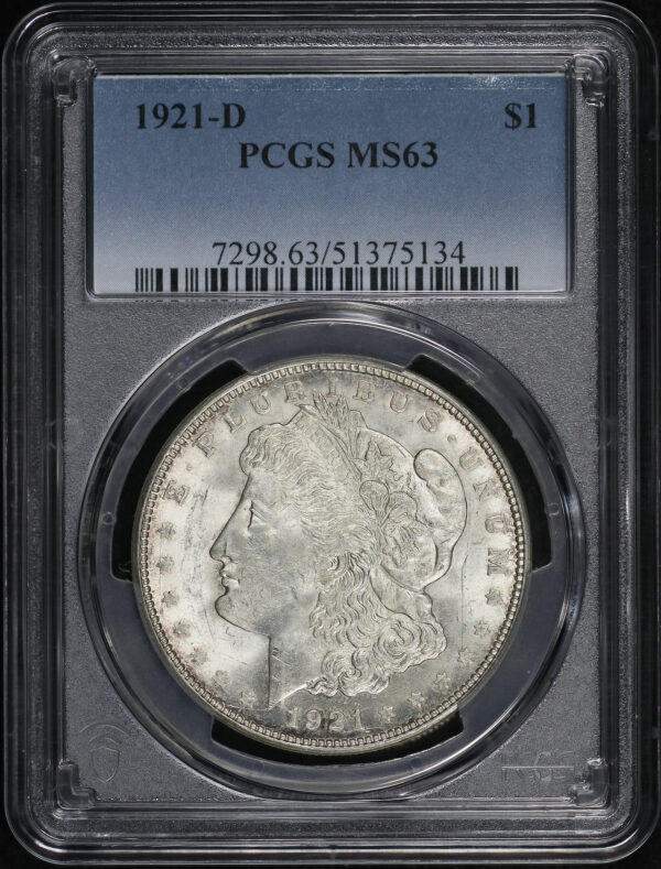 Obverse of this 1921-D Morgan Dollar PCGS MS-63