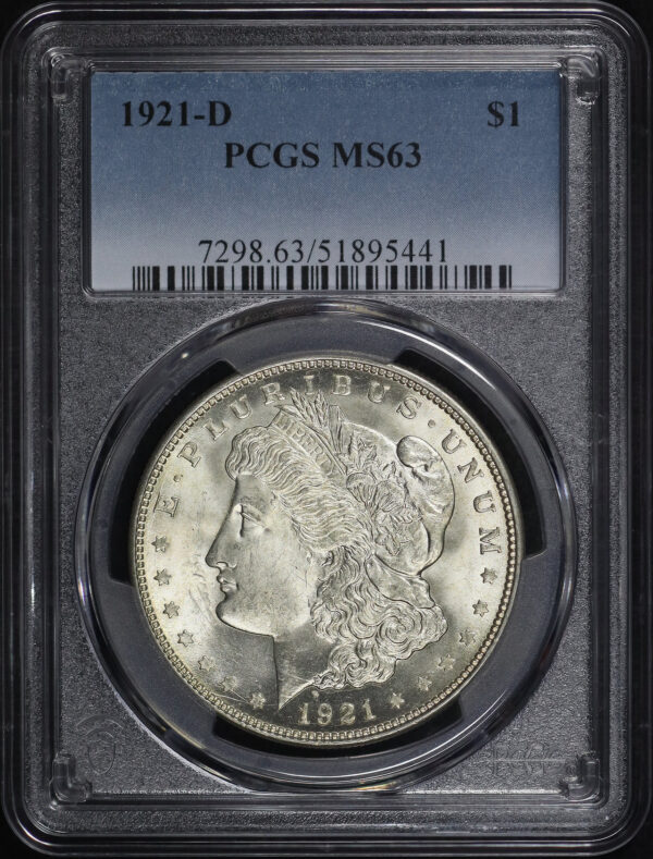 Obverse of this 1921-D Morgan Dollar PCGS MS-63