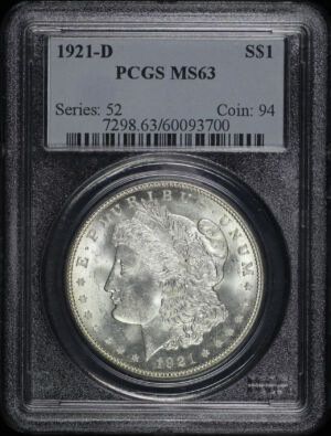 Obverse of this 1921-D Morgan Dollar PCGS MS-63