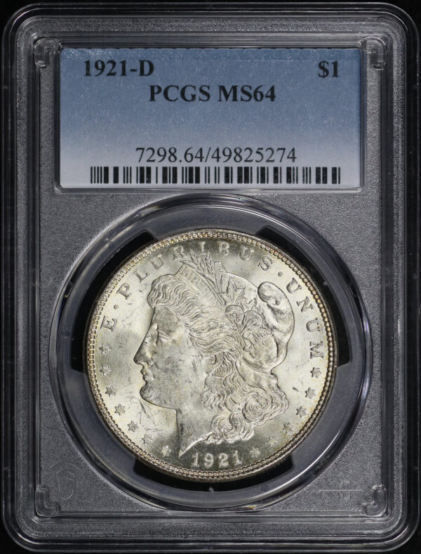 Obverse of this 1921-D Morgan Dollar PCGS MS-64