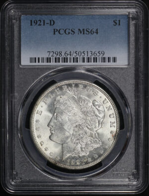 Obverse of this 1921-D Morgan Dollar PCGS MS-64