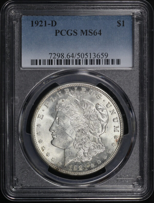 Obverse of this 1921-D Morgan Dollar PCGS MS-64