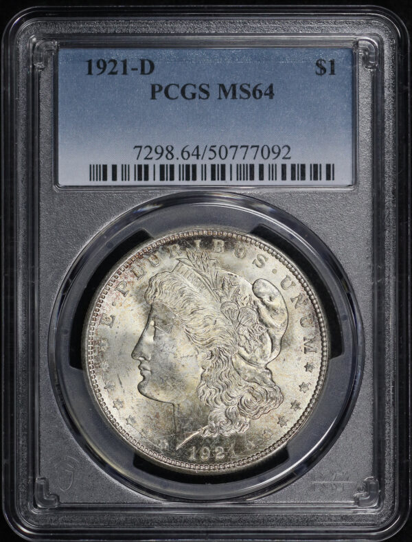 Obverse of this 1921-D Morgan Dollar PCGS MS-64