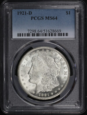 Obverse of this 1921-D Morgan Dollar PCGS MS-64