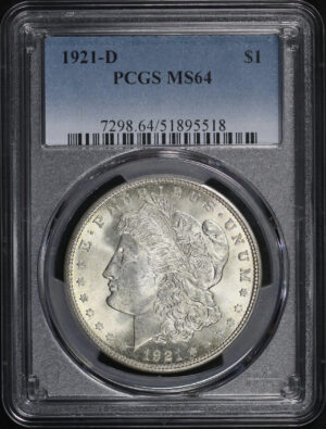 Obverse of this 1921-D Morgan Dollar PCGS MS-64