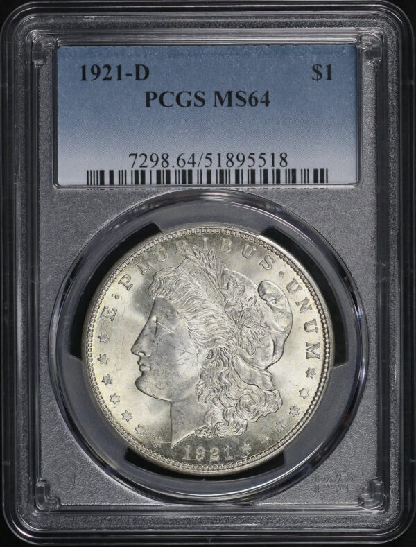 Obverse of this 1921-D Morgan Dollar PCGS MS-64