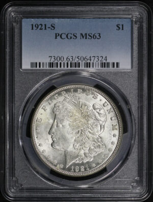 Obverse of this 1921-S Morgan Dollar PCGS MS-63
