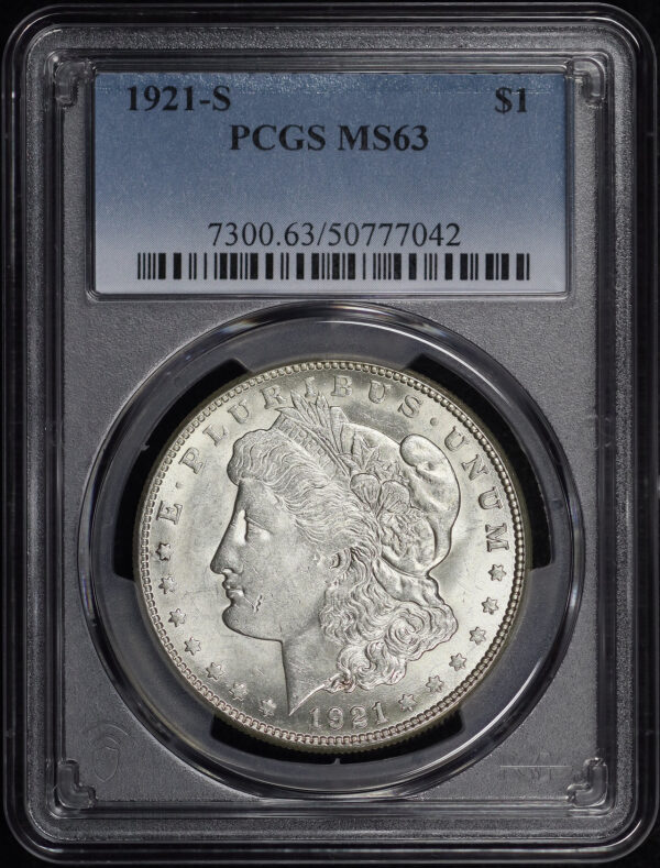 Obverse of this 1921-S Morgan Dollar PCGS MS-63
