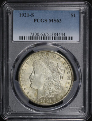 Obverse of this 1921-S Morgan Dollar PCGS MS-63