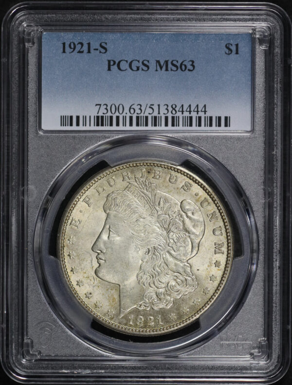 Obverse of this 1921-S Morgan Dollar PCGS MS-63