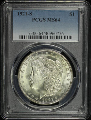Obverse of this 1921-S Morgan Dollar PCGS MS-64