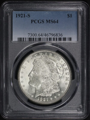 Obverse of this 1921-S Morgan Dollar PCGS MS-64