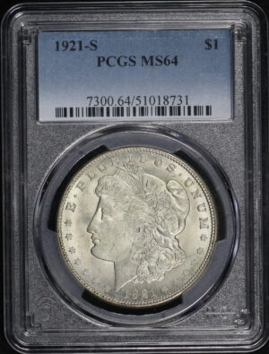 Obverse of this 1921-S Morgan Dollar PCGS MS-64