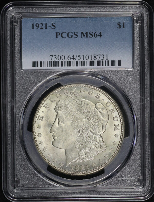 Obverse of this 1921-S Morgan Dollar PCGS MS-64