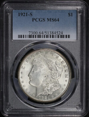 Obverse of this 1921-S Morgan Dollar PCGS MS-64