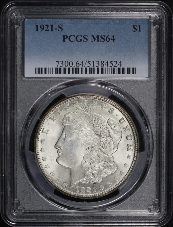 Obverse of this 1921-S Morgan Dollar PCGS MS-64