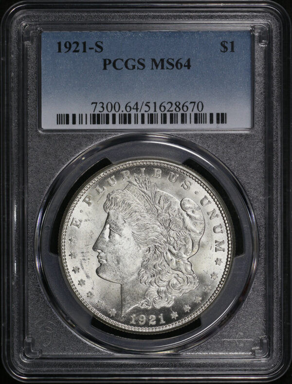 Obverse of this 1921-S Morgan Dollar PCGS MS-64