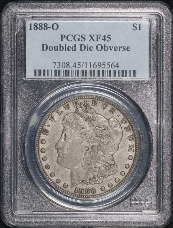 Obverse of this 1888-O Doubled Die Obverse Morgan Dollar PCGS XF-45