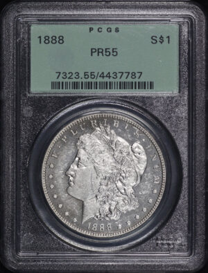 Obverse of this 1888 Morgan Dollar PCGS PR-55 Old Green Holder