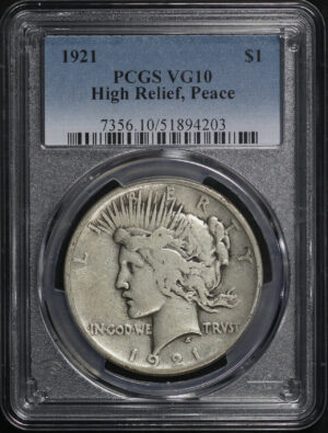 Obverse of this 1921 Peace Dollar PCGS VG-10