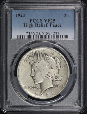 Obverse of this 1921 Peace Dollar PCGS VF-25