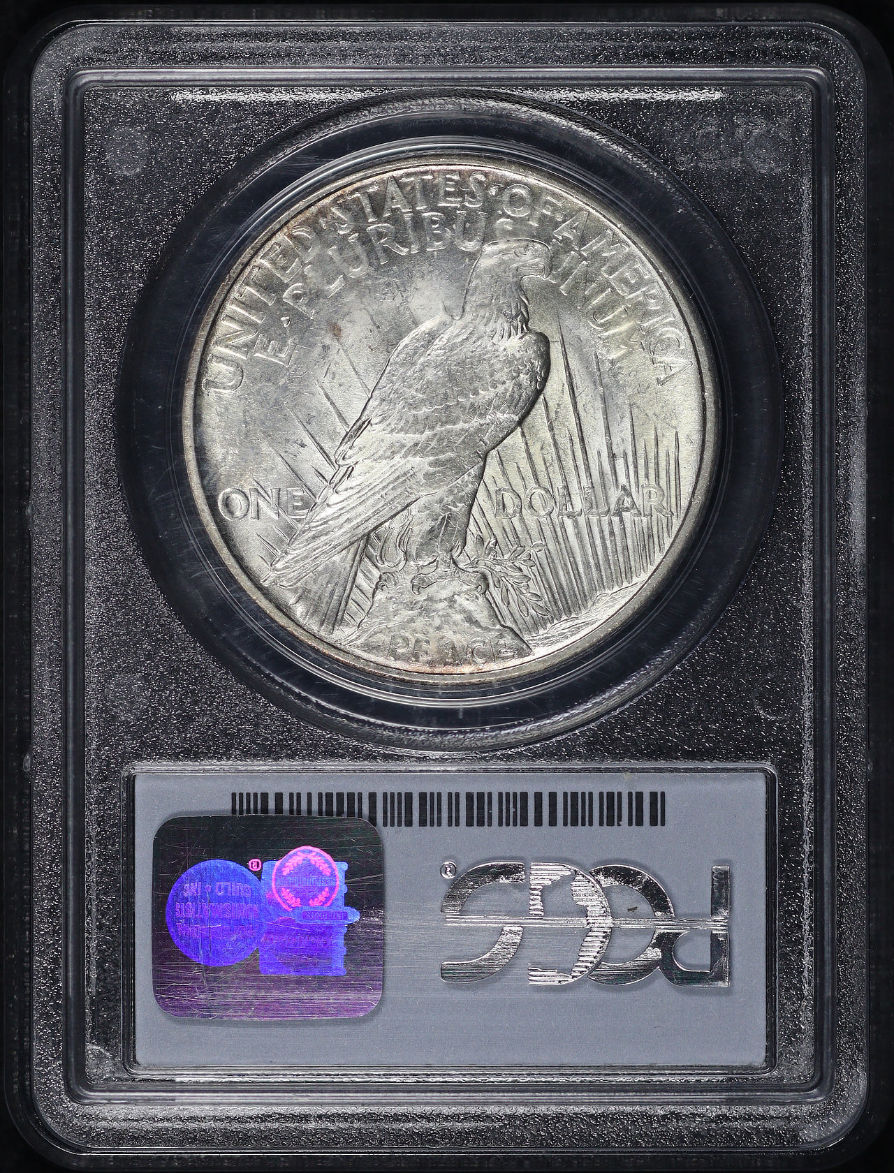 Reverse of this 1921 High Relief Peace Dollar PCGS MS-62