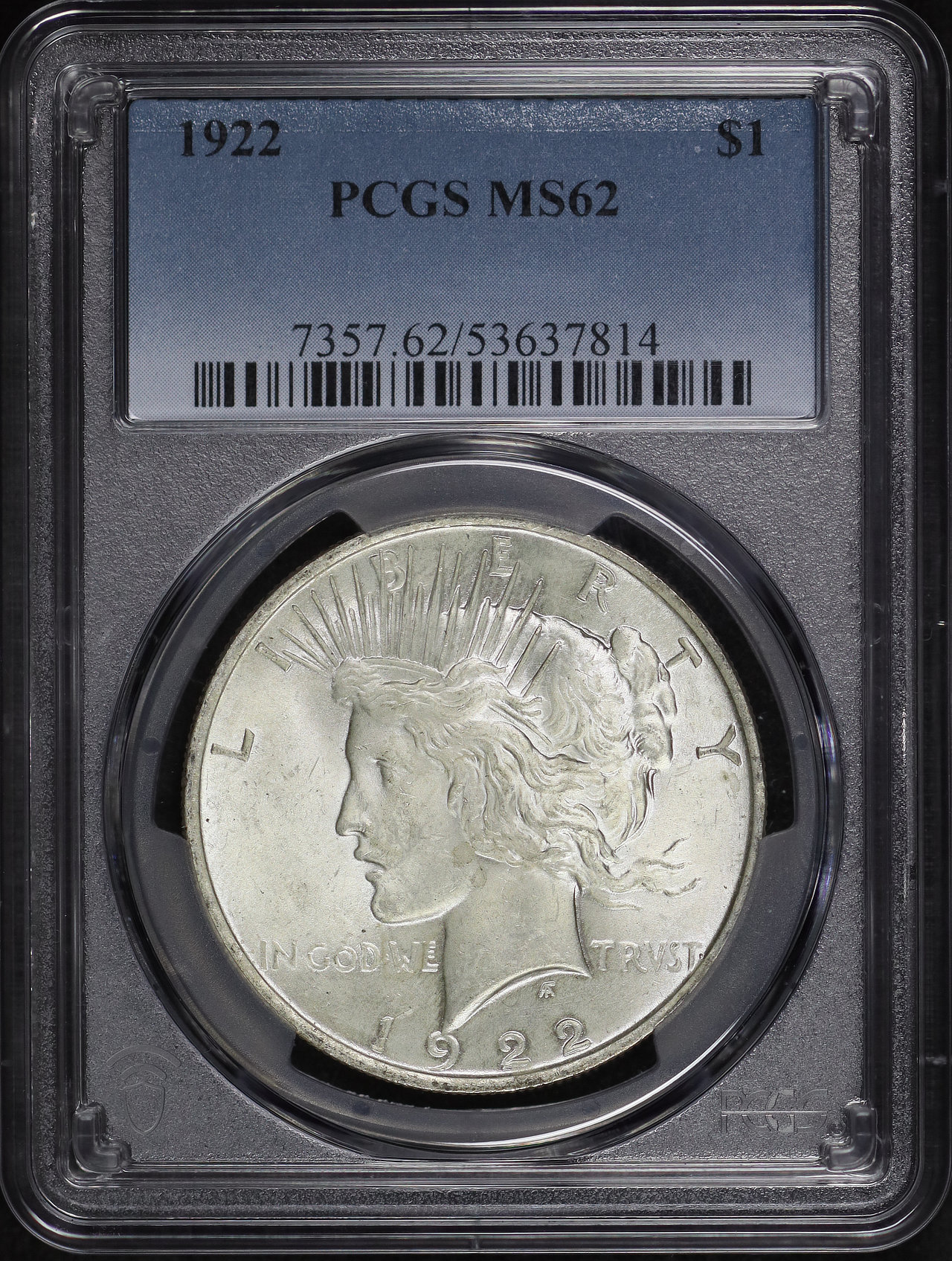 Obverse of this 1922 Peace Dollar PCGS MS-62