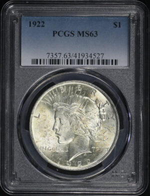 Obverse of this 1922 Peace Dollar PCGS MS-63