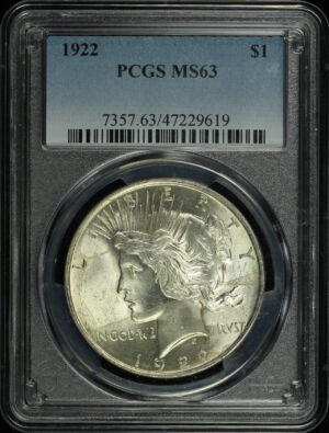 Obverse of this 1922 Peace Dollar PCGS MS-63