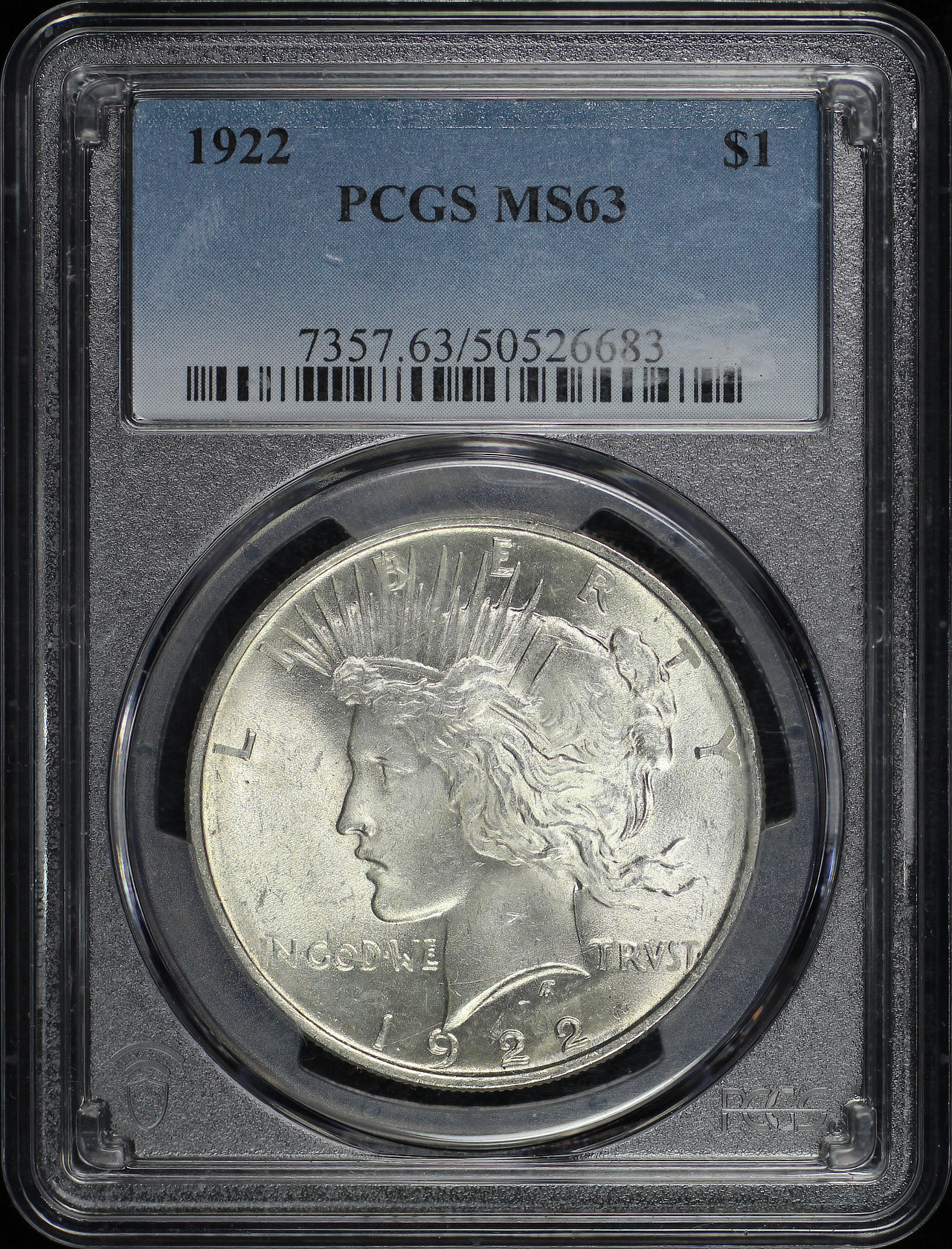 Obverse of this 1922 Peace Dollar PCGS MS-63