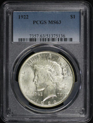 Obverse of this 1922 Peace Dollar PCGS MS-63
