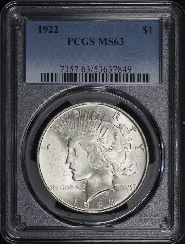Obverse of this 1922 Peace Dollar PCGS MS-63