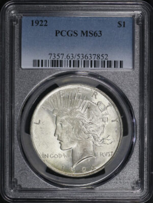 Obverse of this 1922 Peace Dollar PCGS MS-63