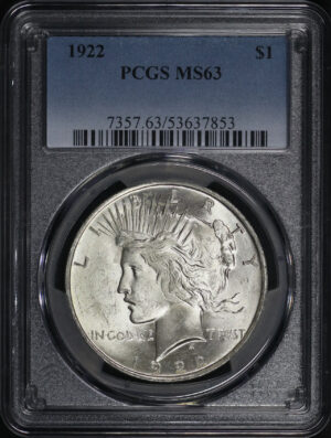 Obverse of this 1922 Peace Dollar PCGS MS-63