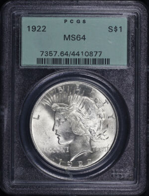 Obverse of this 1922 Peace Dollar PCGS MS-64 Old Green Holder