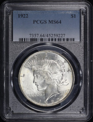 Obverse of this 1922 Peace Dollar PCGS MS-64